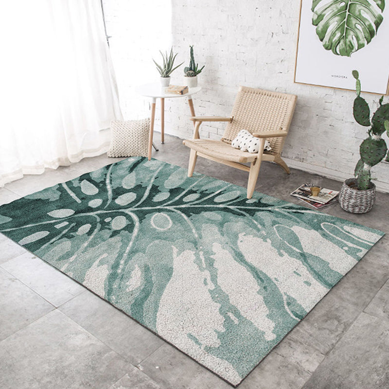 Simplicity Fresh Rectangle Rug Modern Plants Pattern Indoor Rug Easy Care Non-Slip Backing Carpet for Living Room