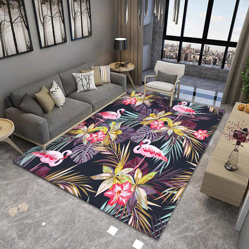 Multicolor Bedroom Carpet Bionic Animals Printed Area Rug Polyester with Non-Slip Backing Rug