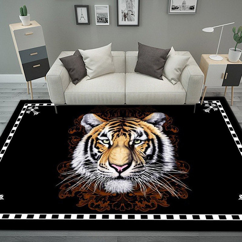 Multicolor Bedroom Carpet Bionic Animals Printed Area Rug Polyester with Non-Slip Backing Rug