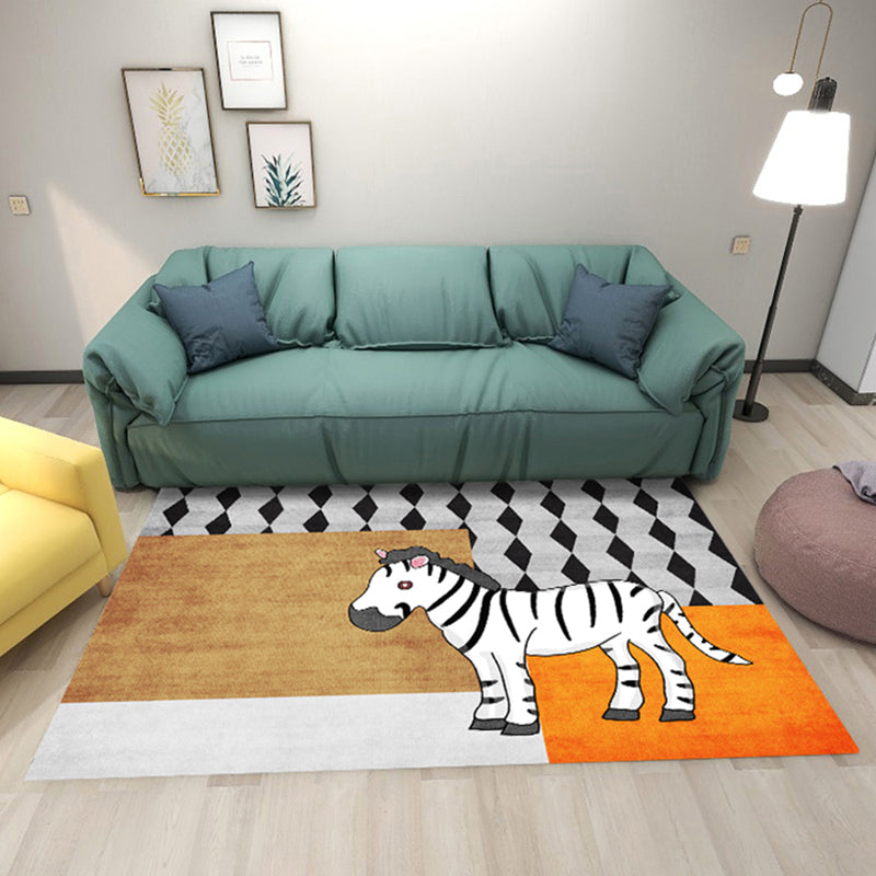 Minimalistischer Indoor-Teppich mit Tiermuster, farbenfroher, zeitgenössischer Teppich, waschbarer Wohnzimmerteppich aus Polyester