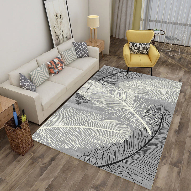 Multi-Color Nordic Area Rug Casual Animal and Plant Pattern Carpet Friendly Washable Rug for Bedroom