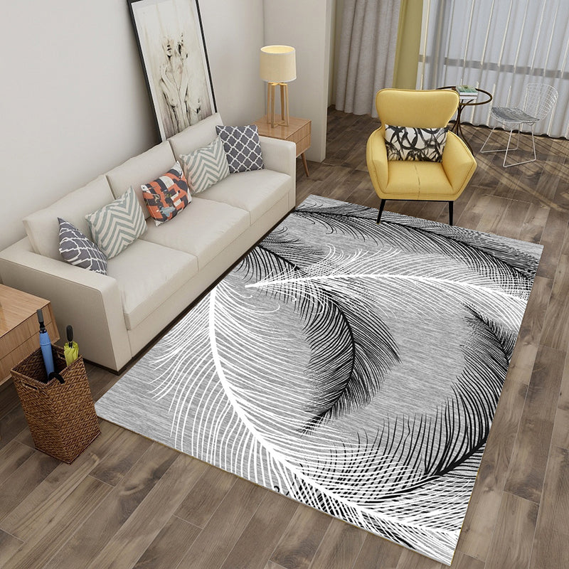 Multi-Color Nordic Area Rug Casual Animal and Plant Pattern Carpet Friendly Washable Rug for Bedroom