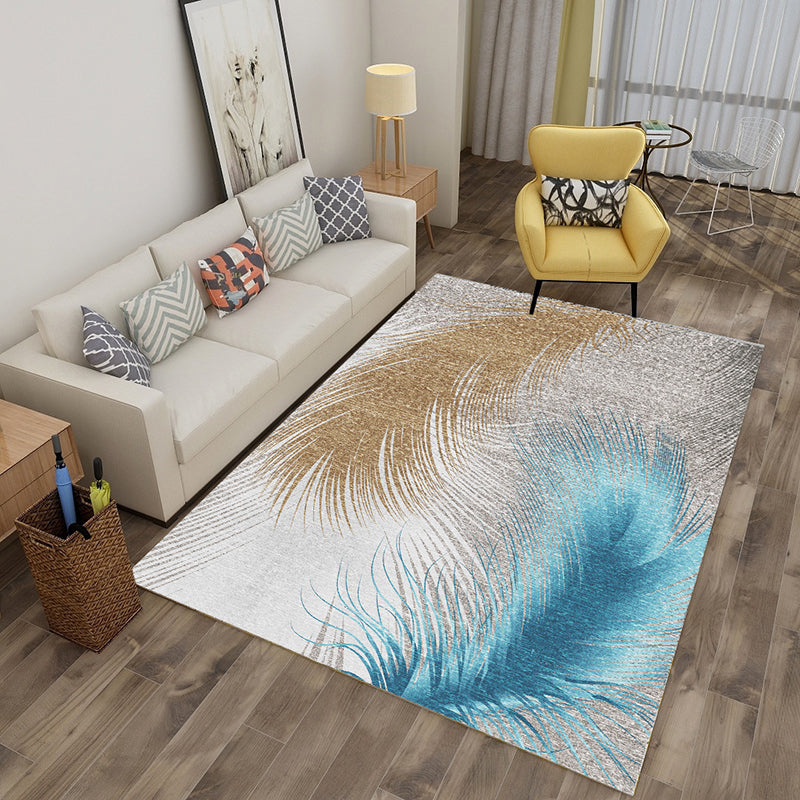 Multi-Color Nordic Area Rug Casual Animal and Plant Pattern Carpet Friendly Washable Rug for Bedroom