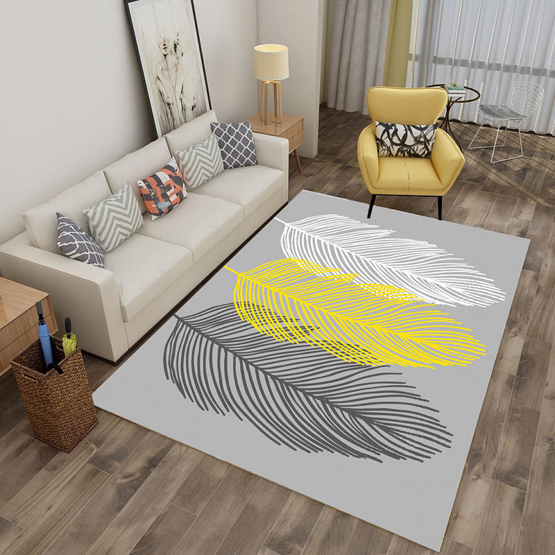 Multi-Color Nordic Area Rug Casual Animal and Plant Pattern Carpet Friendly Washable Rug for Bedroom
