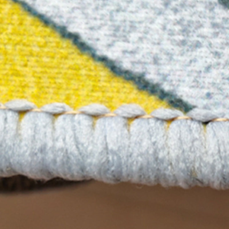 Grey Tone Vintage Area Rug Polyester Leaves Print Rug Non-Slip Backing Indoor Rug for Living Room