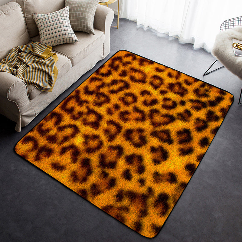Orange Tone Modern Indoor Rug Polyester Tiger Print Carpet Easy Care Rug for Home Decoration
