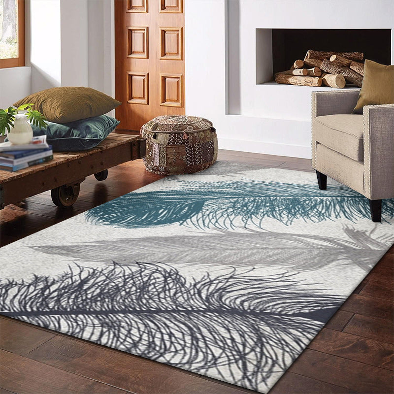 Simple Feather Pattern Rug Funky Polyester Indoor Carpet Friendly Washable Area Carpet for Living Room