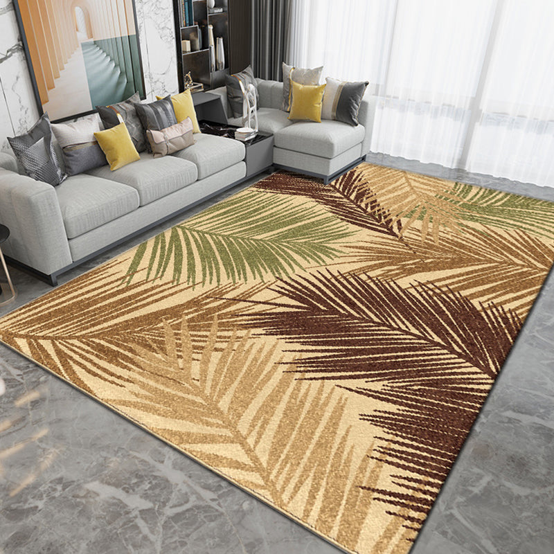 Simplicity Contemporary Area Rug Stylish Feather Pattern Carpet Polyester Non-Slip Backing Rug for Living Room