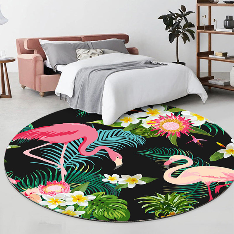 Teppich mit farbenfrohem Flamingo-Muster, frischer, zeitgenössischer Polyester-Teppich, rutschfester Teppich für die Inneneinrichtung