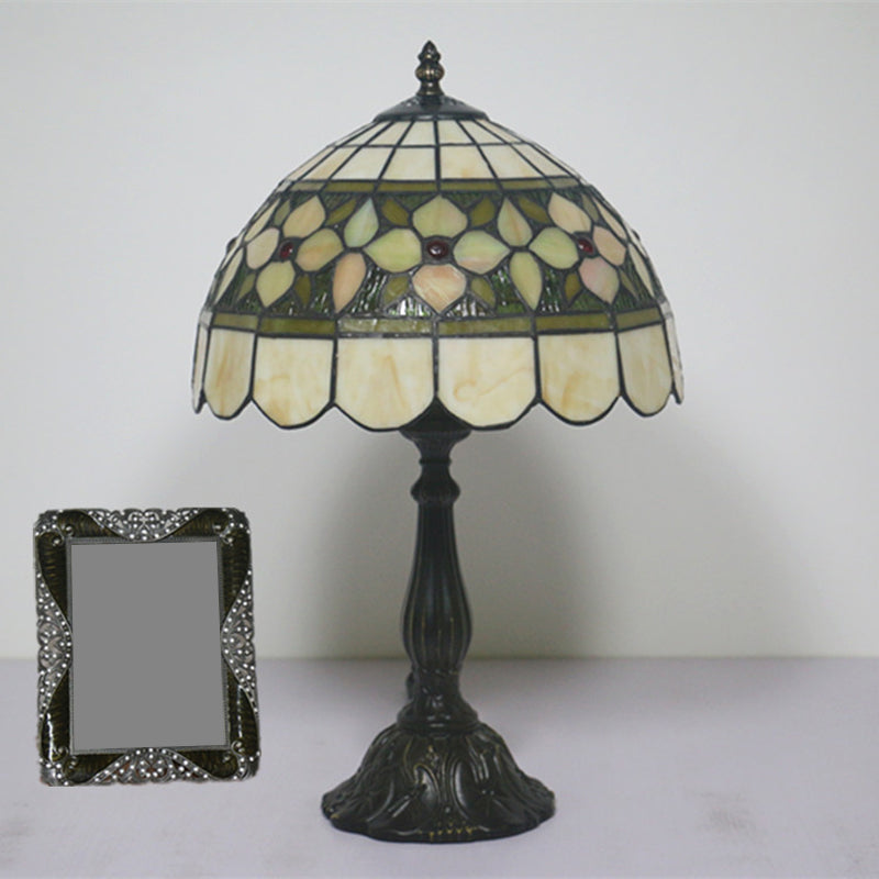 Mediterranean Dragonfly/Star/Tulip Nightstand Lamp Single Head Stained Glass Table Light in Bronze for Bedside