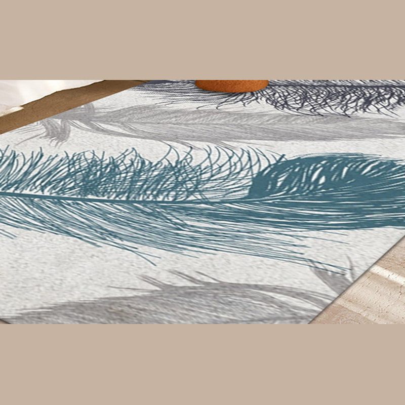Simplicity Feather Pattern Area Rug Modern Comfort Indoor Carpet Polyester Anti-Slip Backing Carpet for Bedroom