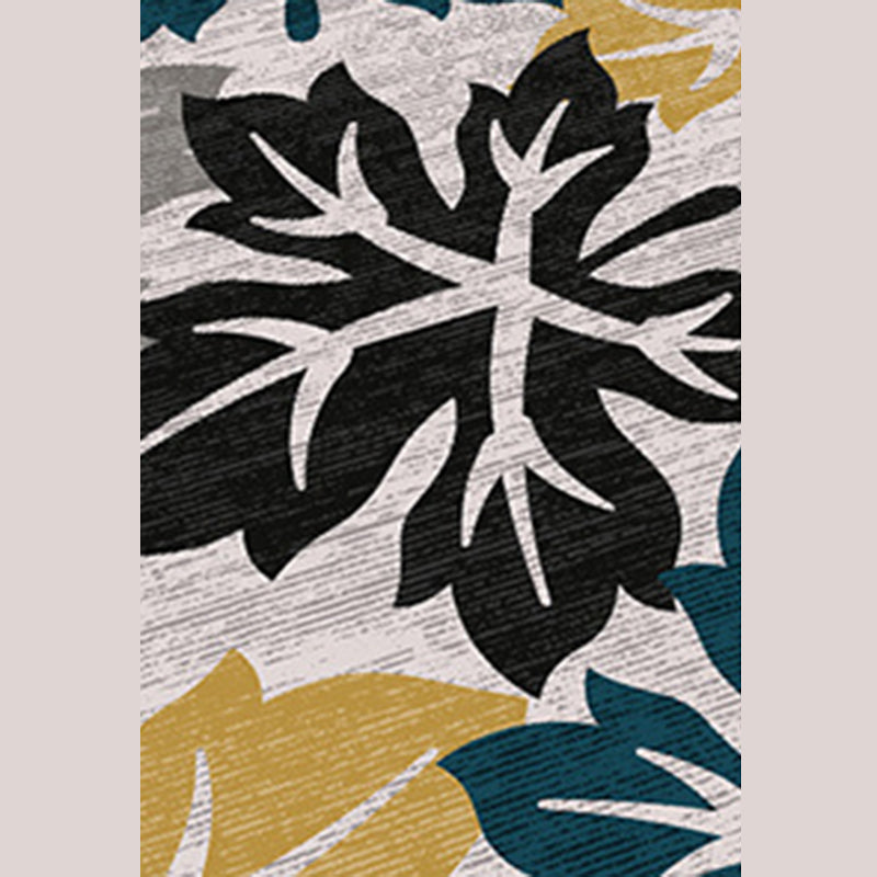 Luxurious Plants Printed Fireplace Rug Modern Stylish Indoor Carpet Polyester Anti-Slip Backing Rug