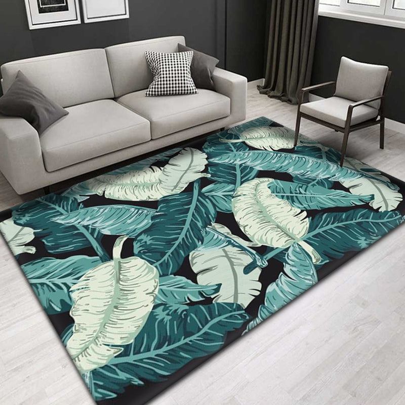 Funky Leaves Pattern Area Rug Modern Simplicity Indoor Carpet Polyester Non-Slip Backing Rug for Bedroom