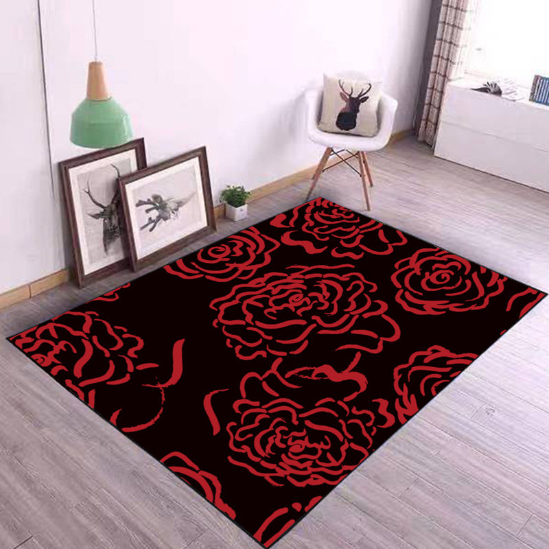 Simplicity Plant Pattern Area Rug Modern Stylish Adult Carpet Polyester Anti-Slip Backing Rug for Living Room