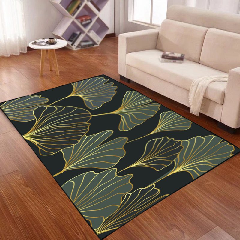 Simplicity Plant Pattern Area Rug Modern Stylish Adult Carpet Polyester Anti-Slip Backing Rug for Living Room