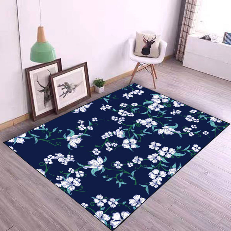 Simplicity Plant Pattern Area Rug Modern Stylish Adult Carpet Polyester Anti-Slip Backing Rug for Living Room