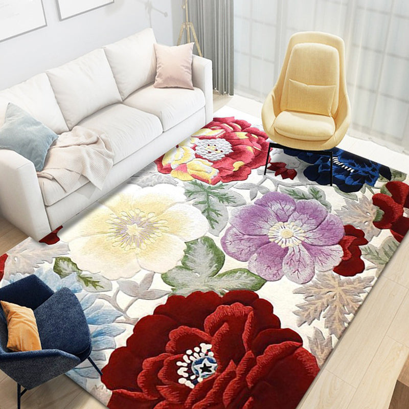 Mehrfarbiger Teppich mit Blumenmuster, trendiger, luxuriöser Teppich für den Innenbereich, waschbarer Polyester-Teppich für die Inneneinrichtung