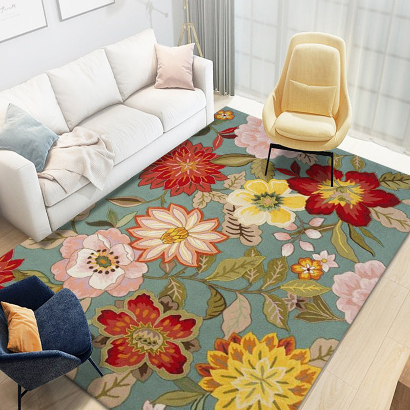 Mehrfarbiger Teppich mit Blumenmuster, trendiger, luxuriöser Teppich für den Innenbereich, waschbarer Polyester-Teppich für die Inneneinrichtung