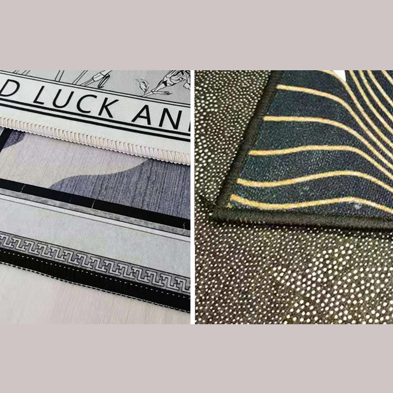 Fresh Modern Round Rug Simplicity Floral Print Rug Polyester Non-Slip Backing Rug for Home Decor