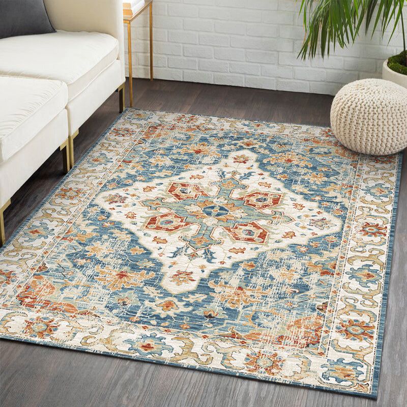 Tapis de motif floral en polyester de couleur claire