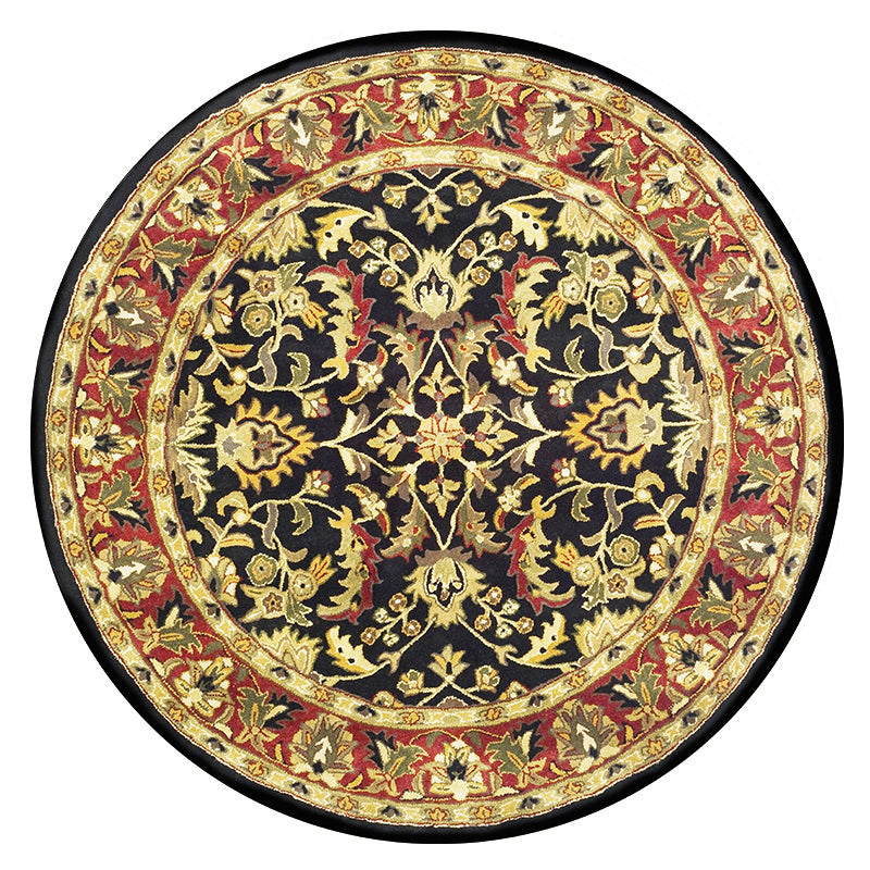Tono amarillo redondo Rug tradicional Polyéster Floral Impresión Floral Alfombra sin deslizamiento Rug para sala de estar para sala de estar