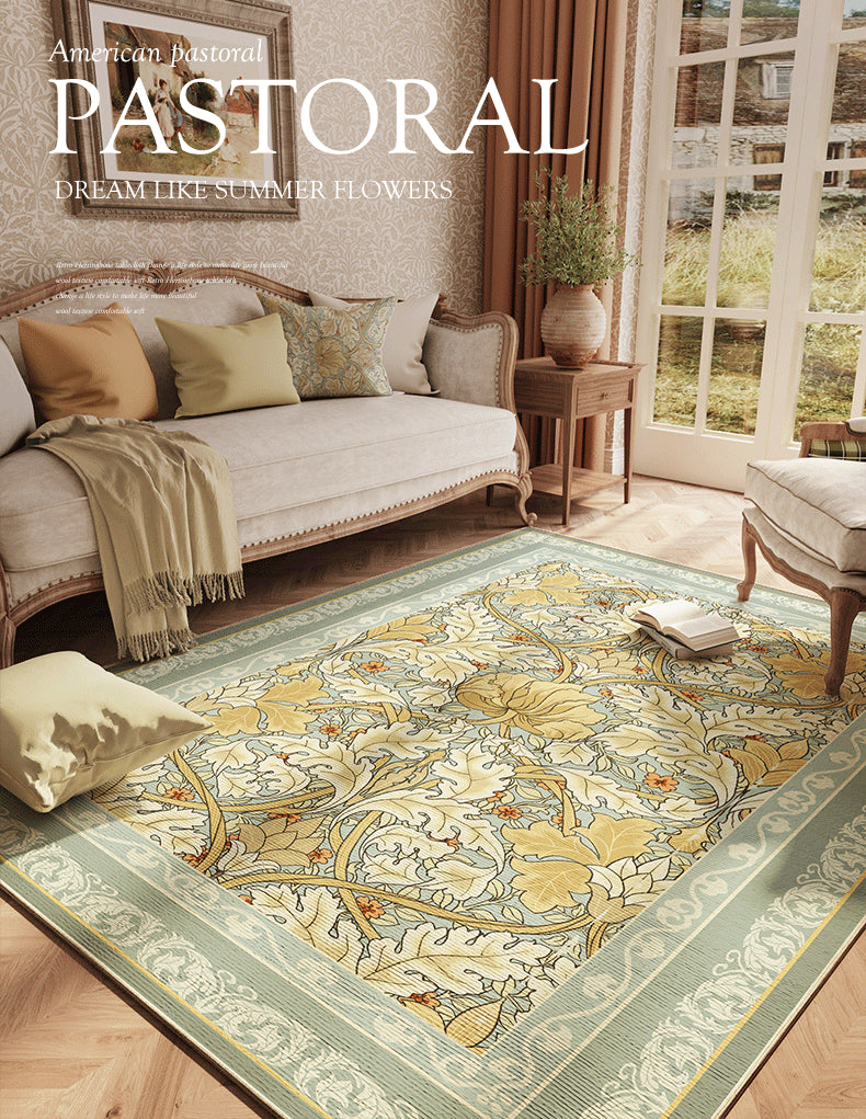 Traditionele bloemen gedrukt tapijt vierkleurig polyester gebied tapijt niet-slip achterste vloerkleed voor het leven