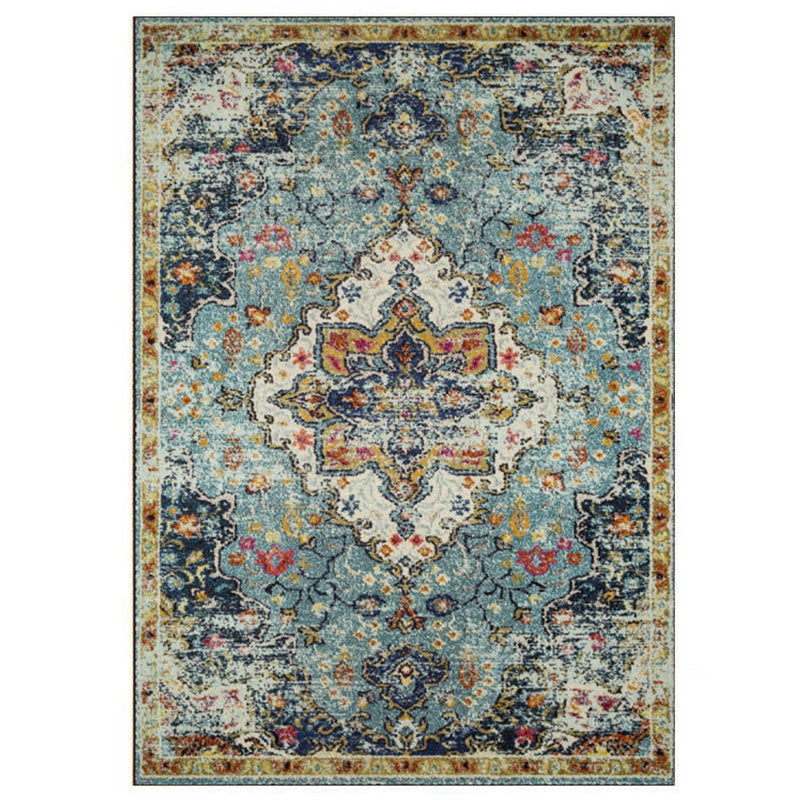 Grey Tone Home Decoration Carpet Nostalgia Medallion Printed Area Rug Polyester with Non-Slip Backing Rug