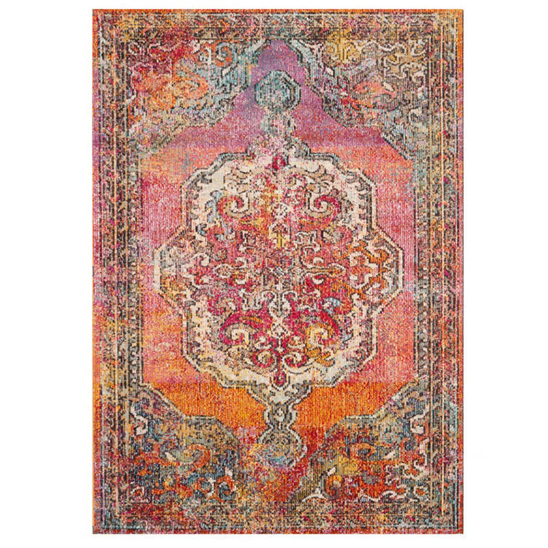 Grey Tone Home Decoration Carpet Nostalgia Medallion Printed Area Rug Polyester with Non-Slip Backing Rug