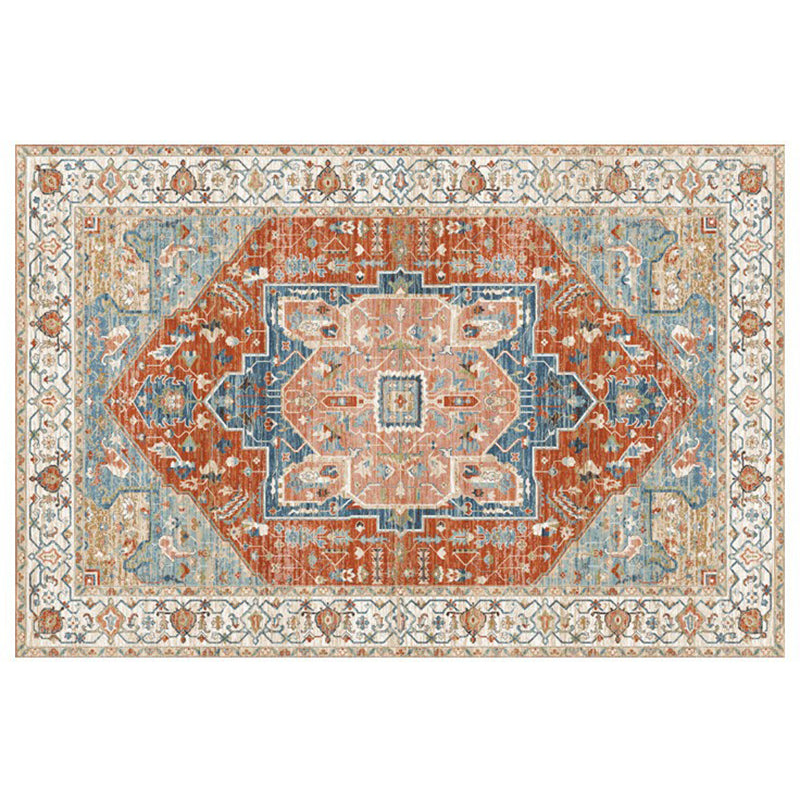 Décoration de maison de couleur claire Nostalgie du tapis de zone imprimée florale Polyester avec tapis de support sans glissement