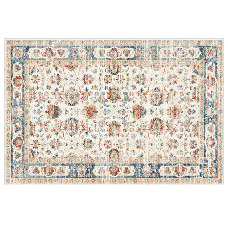 Décoration de maison de couleur claire Nostalgie du tapis de zone imprimée florale Polyester avec tapis de support sans glissement