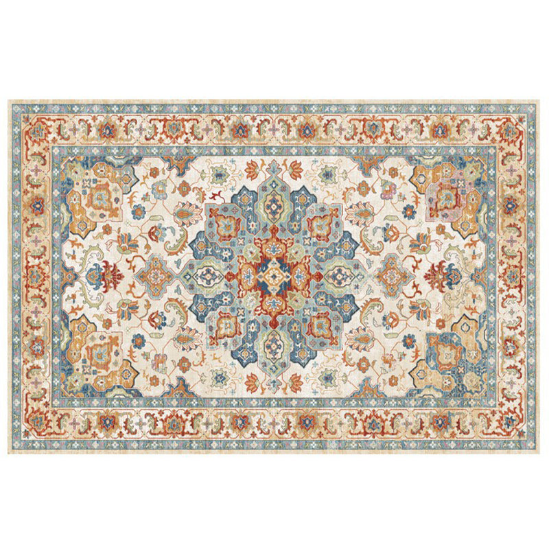 Décoration de maison de couleur claire Nostalgie du tapis de zone imprimée florale Polyester avec tapis de support sans glissement