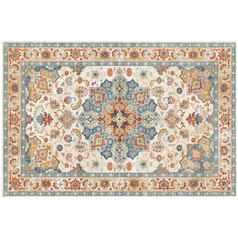 Décoration de maison de couleur claire Nostalgie du tapis de zone imprimée florale Polyester avec tapis de support sans glissement