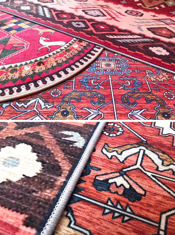 Décoration de maison de couleur claire Nostalgie du tapis de zone imprimée florale Polyester avec tapis de support sans glissement