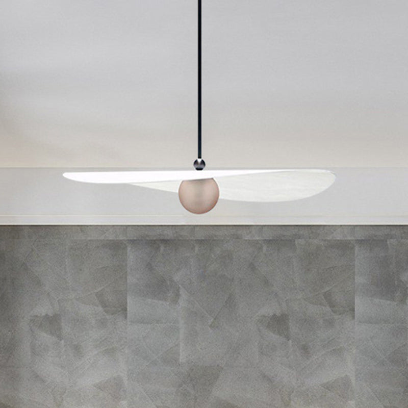 White Slim Hanging Ceiling Light Minimalist 1 Light Acrylic Suspension Lamp for Bedroom