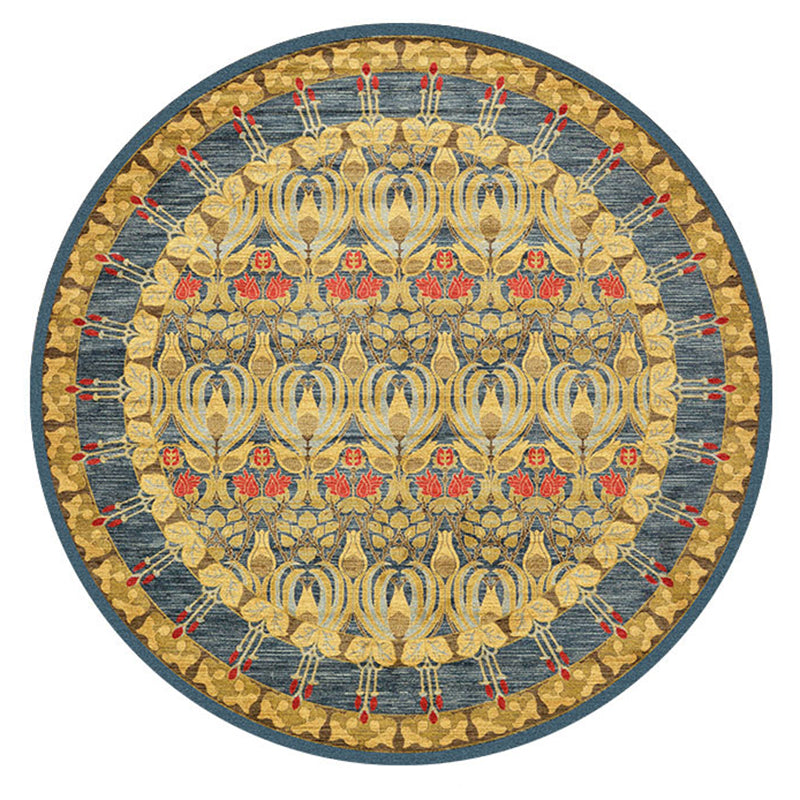 Runde mehrfarbige traditionelle Indoor-Teppiche Polyester Blumenteppich nicht rutschfestem Indoor-Teppich für Wohnzimmer