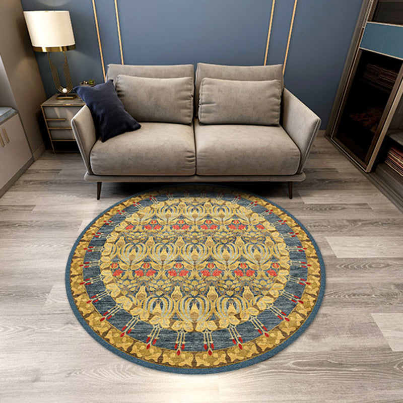 Runde mehrfarbige traditionelle Indoor-Teppiche Polyester Blumenteppich nicht rutschfestem Indoor-Teppich für Wohnzimmer