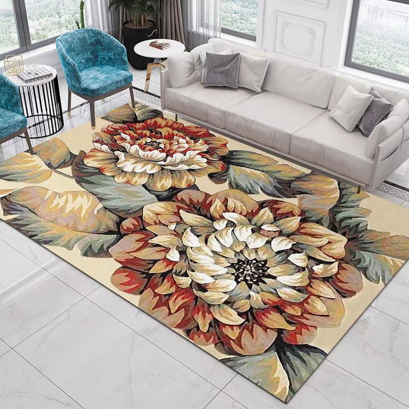 Hochwertiger Teppich mit Blumenmuster, mehrfarbig, moderner Teppich für den Innenbereich, Polyesterfreundlich, waschbarer Teppich für die Inneneinrichtung