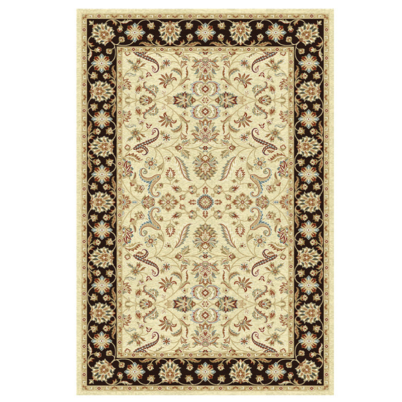 Brauner Ton Blumendruck Teppich Polyester traditioneller Anti-Rutsch-Rücken-Innenteppich für Wohnzimmer
