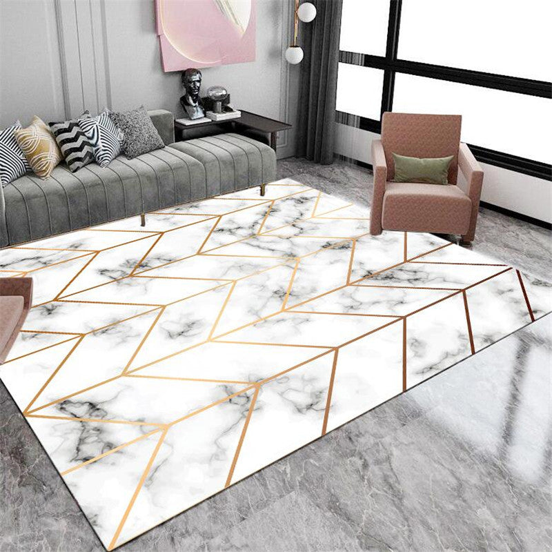 Simple Marble Surface Area Rug Contemporary Stylish Indoor Carpet Polyester Friendly Washable Rug for Home Decor