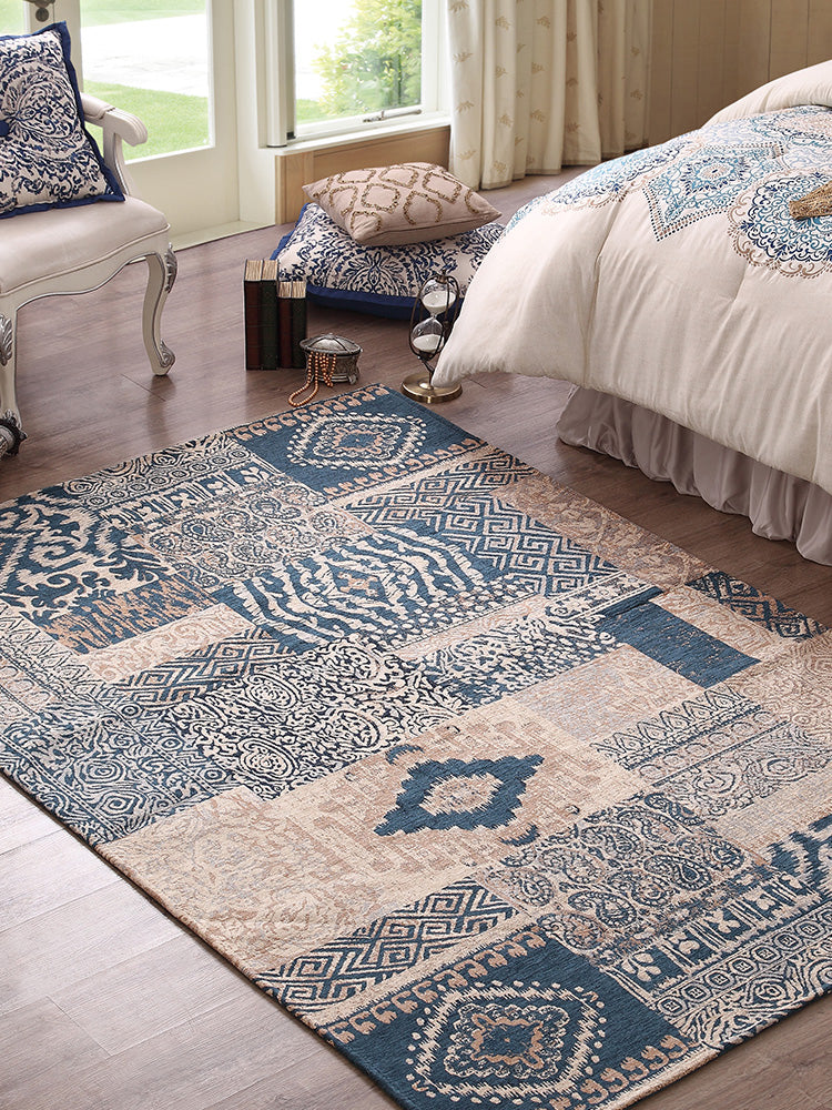 Spezialer Florentiner-Fliesenteppich mehrfarbiger Polyester Teppich Anti-Rutsch-Rückschlagteppich für Wohnzimmer