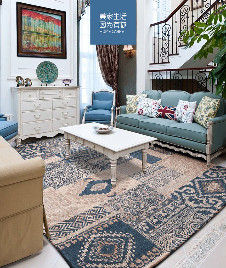 Spezialer Florentiner-Fliesenteppich mehrfarbiger Polyester Teppich Anti-Rutsch-Rückschlagteppich für Wohnzimmer