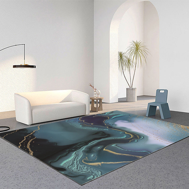 Funky Watercolor Area Rug Individuality Modern Living Room Rug Polyester Non-Slip Backing Indoor Carpet
