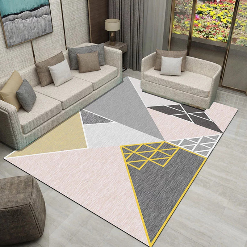 Graphic Rug Polyester Modern Area Rug Stain Resistant Rug for Living Room