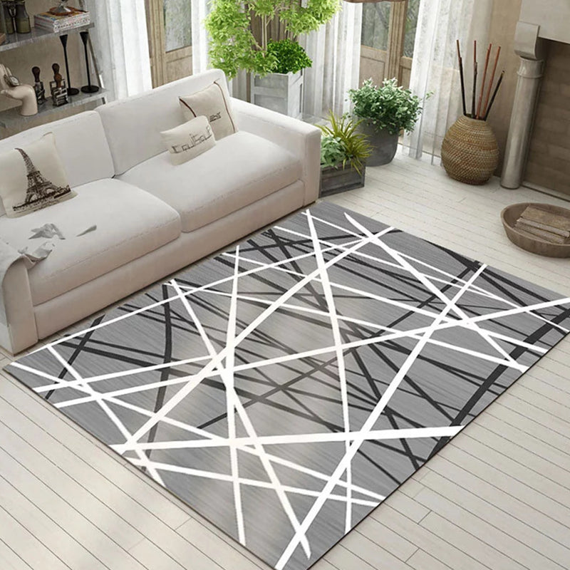 Graphic Rug Polyester Modern Area Rug Stain Resistant Rug for Living Room