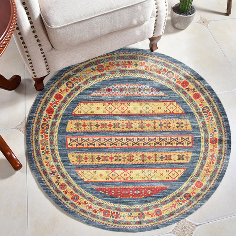 Mehrfarbiger Vintage-Teppich, Polyester-Blumenteppich, rutschfeste Rückseite, Innenteppich für Wohnzimmer