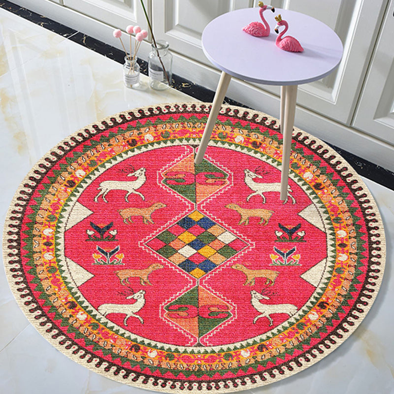 Mehrfarbiger Vintage-Teppich, Polyester-Blumenteppich, rutschfeste Rückseite, Innenteppich für Wohnzimmer