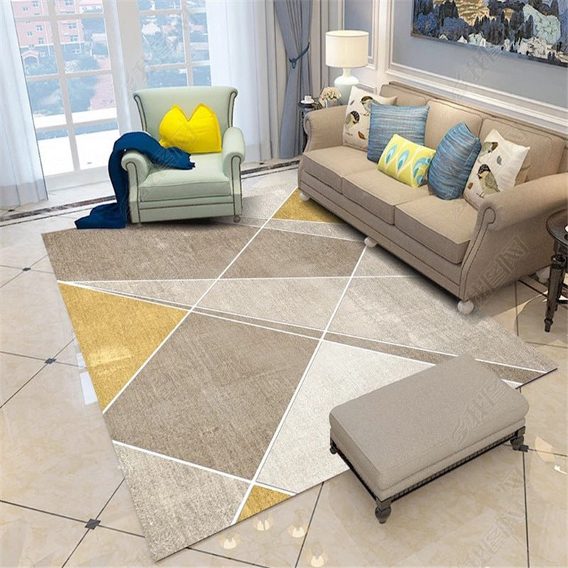 Modern Living Room Rug Geometric Carpet Polyester Non-Slip Backing Area Rug