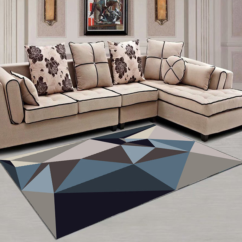 Geometric Area Rug Polyester Modern Carpet Stain Resistant Indoor Rug for Living Room