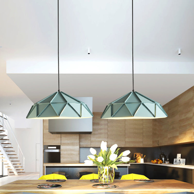Modern Bowl Metal Suspension Light 1 Light Down Lighting in Blue for Dining Room