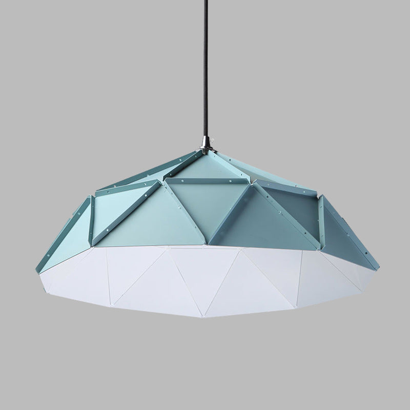 Modern Bowl Metal Suspension Light 1 Light Down Lighting in Blue for Dining Room